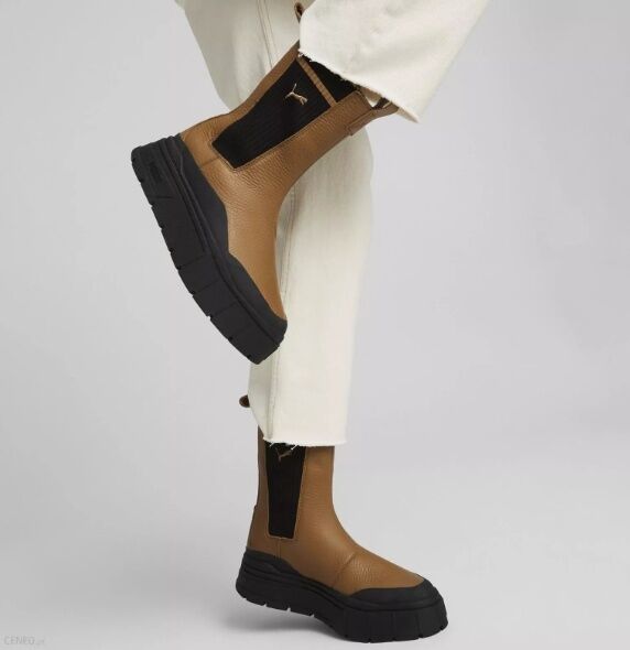 Puma Mayze Stack Cheksea Casual Kadın Hardal Rengi Bot B-38 38674201 001 Kahverengi 40