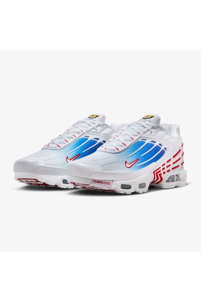 Air Max Plus 3 Vivid Blue Gradient unisex beyaz spor ayakkabı -(FN3411-100) Beyaz - 38